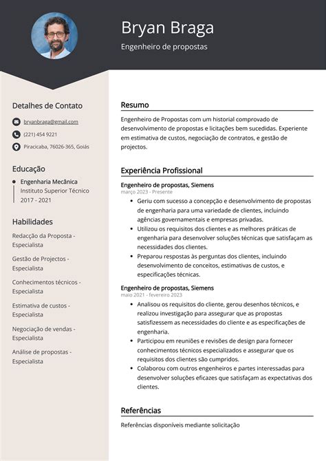 Exemplos de currículos de Engenheiro de propostas modelo e mais de 20