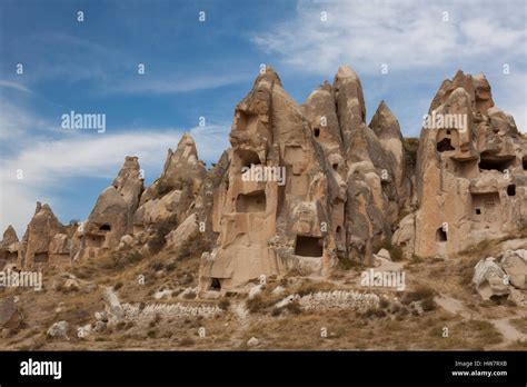 Cave Dwelling Ruins At The Goreme Open Air Museum Turkey Stock Photo