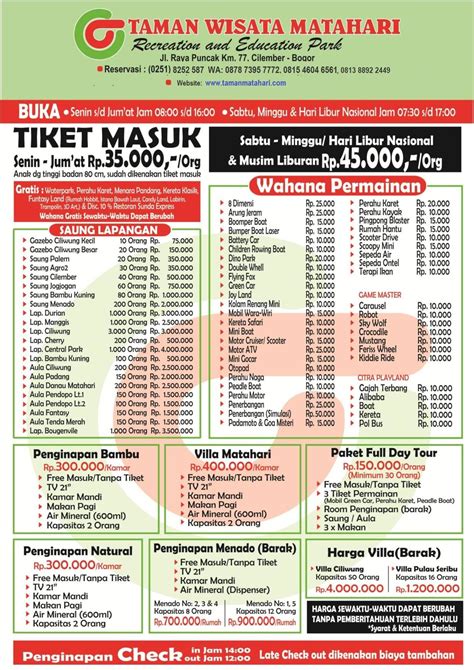 Harga Tiket Masuk Taman Matahari Puncak Bogor Tiket Wisata Tips And