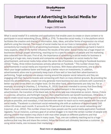 Importance Of Advertising In Social Media For Business Free Essay Example