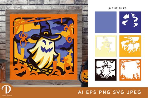 Cute Halloween Ghost 3D Shadow Box SVG Graphic by Drizy Studio ...