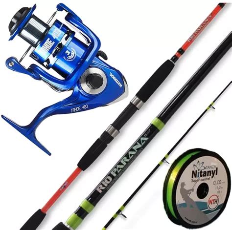 Combo Caña Albatros Rio Parana 1 80mt Reel Waterdog Tanza