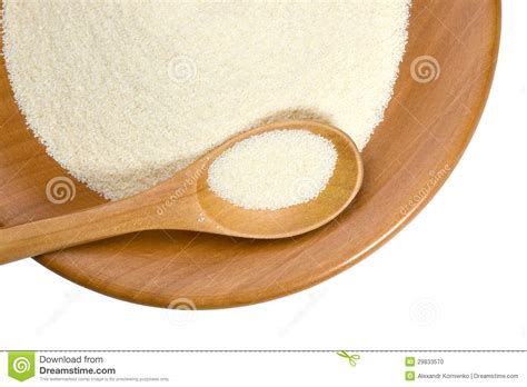 Wooden Plate With Grains Of Semolina Stock Photo Image Of Uncooked