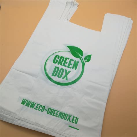 100 Biodegradable Bag Compostable T Shirt Bag Hand Bag PLA Pbat Corn