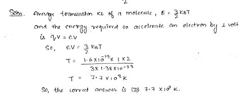 The Temperature At Which The Average Translational Kinetic Energy Of A