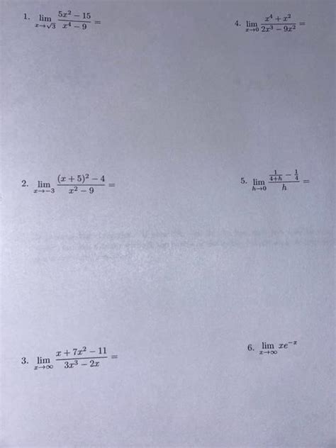 Solved Limx→3x4−95x2−15 4 Limx→02x3−9x2x4x2