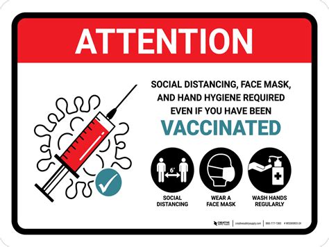 Attention Face Mask Required Even If You Have Been Vaccinated With Graphics Landscape Wall Sign