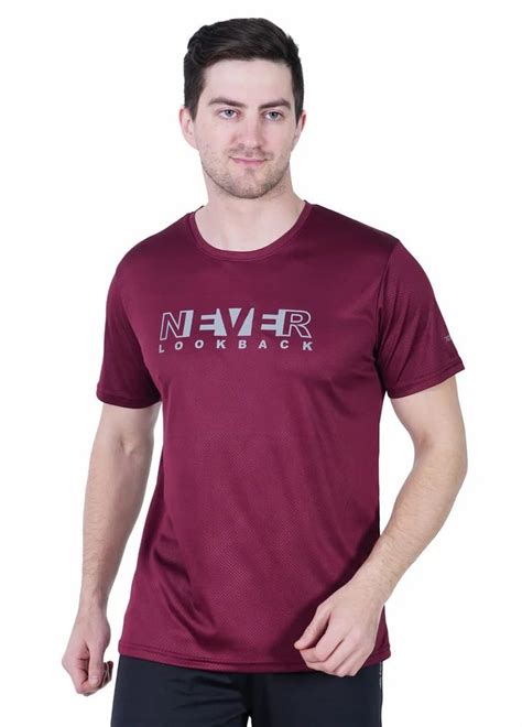 3d Print Polyester Maroon Men T Shirt Medium Round Neck At Rs 299