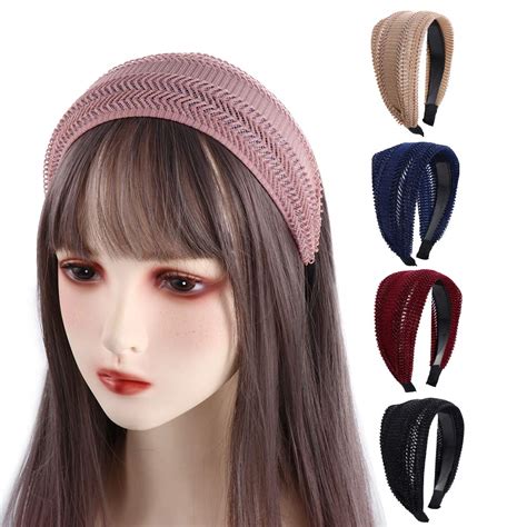 Shiny Non Slip Headwear Wide Side Hollow Korean Head Wrap Headband