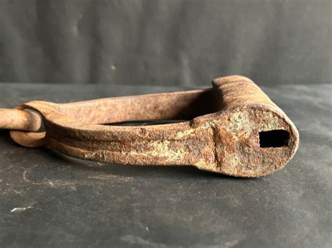 An Antique Hand Forged Shackles Horse Leg Iron Chain Shackles With