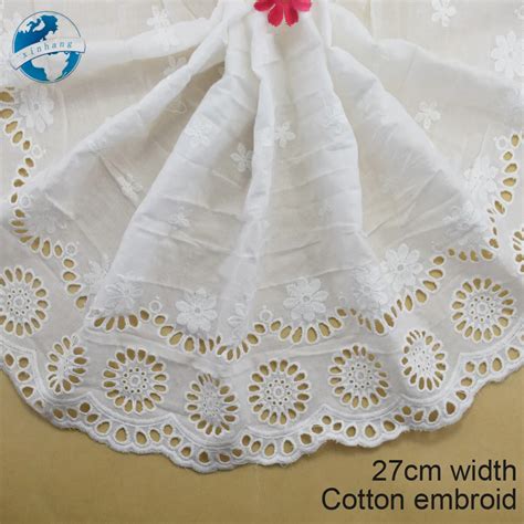 10yards 27cm White Lace Cotton Embroid Lace Sewing Ribbon Fabric