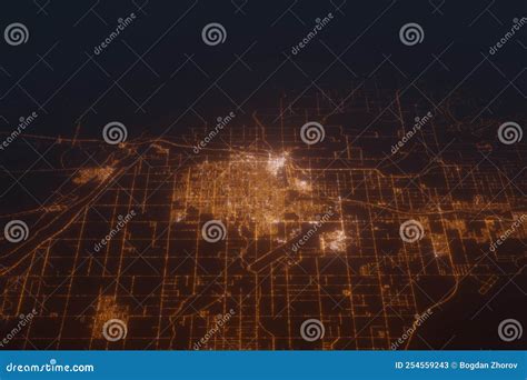 Aerial Shot Of Yuma Arizona USA At Night View From South Stock