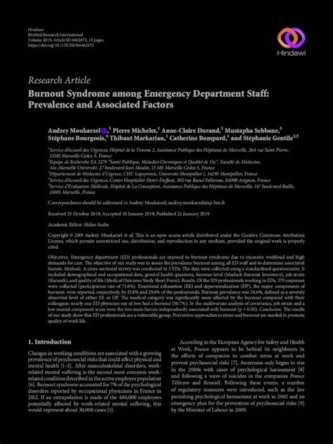 Pdf Burnout Syndrome Among Emergency Department Staff Burnout