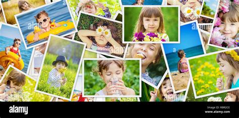 Childrens Collage Summer Photos Kids Girl Collage Stock Photo Alamy