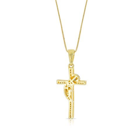 10k Gold Cross Baguette Ladies Pendant With 025ct Diamonds With Chain King Johnny Johnnys