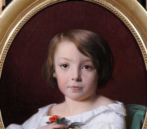 Proantic Léon Bénouville 1821 1859 Portrait d enfant aux fleurs ta