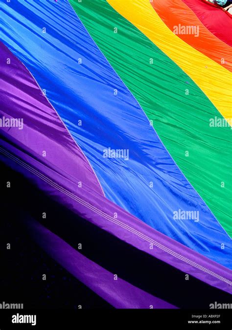 Gay Pride Rainbow Flag At Gay Pride Parade New York City NYC USA Stock