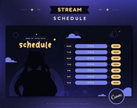 Starlight Stream Schedule Template Starry Sky Twitch Vtuber Streamer