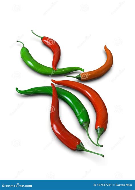 Fresh Spicy Delicious Looking Hot Chili Peppers Stock Illustration