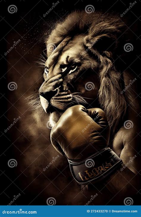 Athletic Lion In Boxing Gloves Ai Generated Stock Photo Image Of