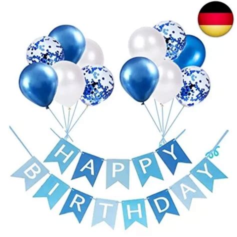 Luftballons Geburtstag Dekoration Set Blau Geburtstagsdeko Happy