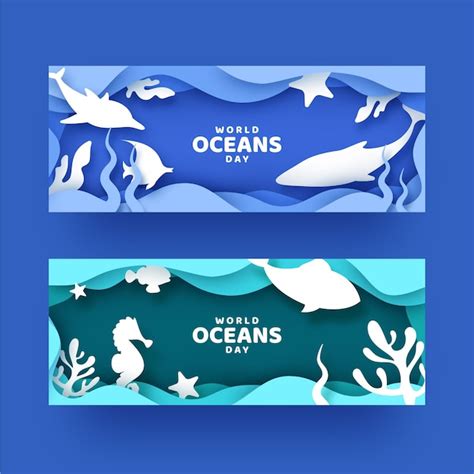 Premium Vector World Oceans Day Banners