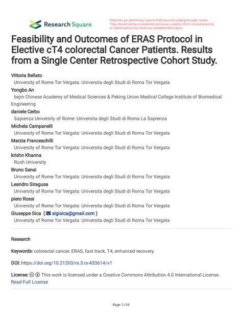 Pdf Feasibility And Outcomes Of Eras Protocol In Elective Ct4