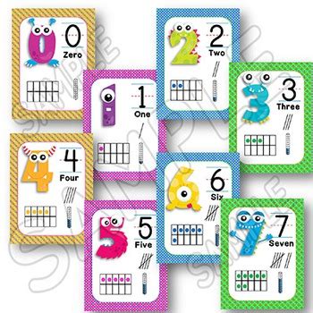 Numbers 0 20 Posters With Tens Frames MONSTERS Themed Decor Plus Activity