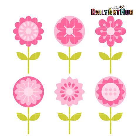 Free Pink Flowers Clip Art Set Free Clip Art Free Art Clipart Gallery