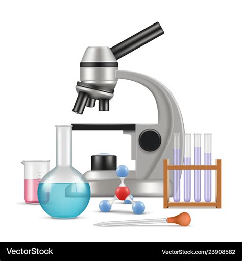 Science laboratory 3d biology physics items Vector Image