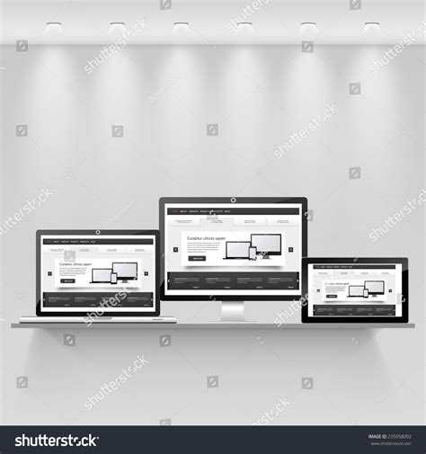 Responsive Web Template Gallery Wall Vector Stock Vector (Royalty Free) 235958092 | Shutterstock