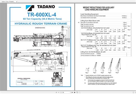 Tadano Mobile Crane TR 600XL 4 Operation Maintenance Manual