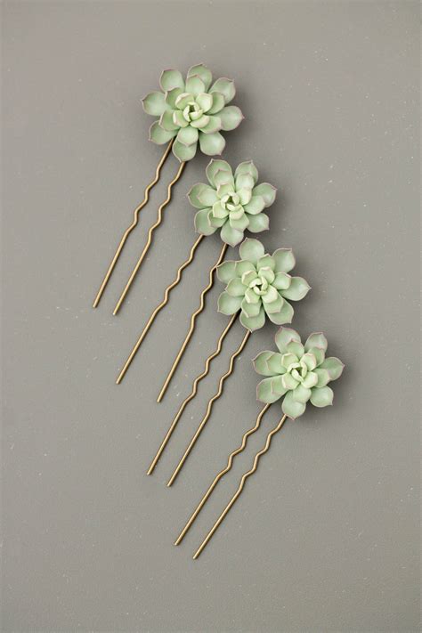 Pcs Green Succulent Hair Pins Hairpin Bobby Pins Hair Buy Etsy