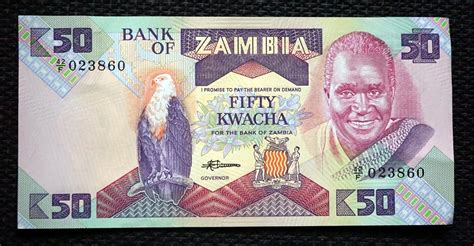 Bank Of Zambia 50 Kwacha 1986 1988 Aunc