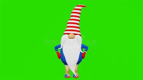 Dancing Gnome Character In Striped Hat USA Flag United States