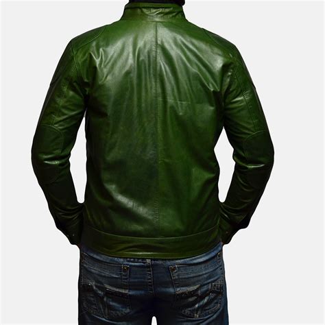 Mens Krypton Green Leather Jacket