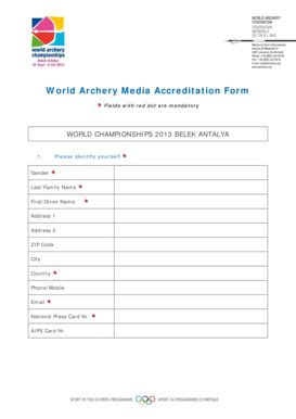 Fillable Online Worldarchery World Archery Media Accreditation Form