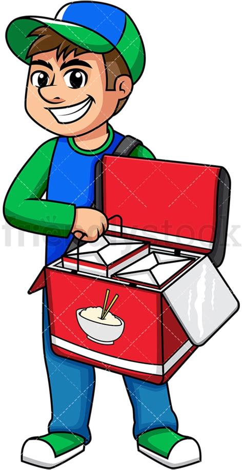 Man Delivering Chinese Food Cartoon Vector Clipart Friendlystock