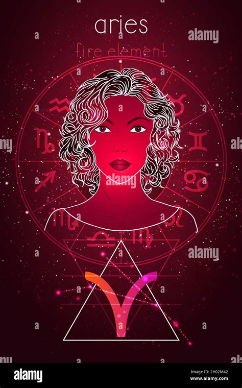 Ilustración Vectorial Del Signo Del Zodiaco De Aries Constelación Y