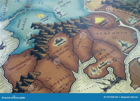 Closeup To a Lord of the Rings Risk Strategy Board Game Gondor Map ...