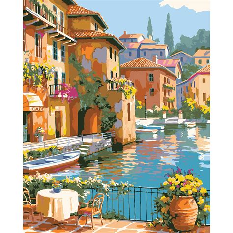 Amazon Quitedew Paint By Number For Adults Town Scenery Paint By