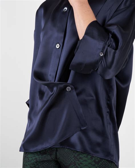 Twp Satin Sheets Shirt Navy