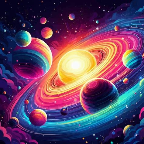 Fondo De La Galaxia Con Planetas Coloridos Brillante Ilustraci N