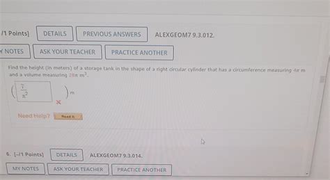 Solved Points Details Previous Answers Alexgeom Chegg