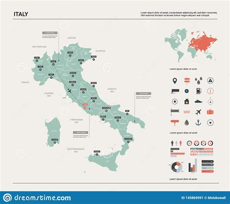 Carte De Vecteur De L Italie Haute Carte D Taill E De Pays Avec La