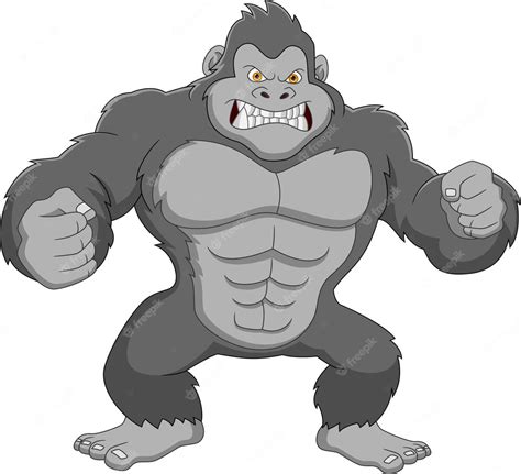 Premium Vector Angry Gorilla Cartoon On White Background