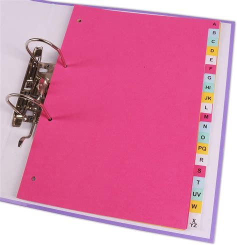 A Z A4 Alphabet Dividers Hole Punched Filefolder Organiser Index