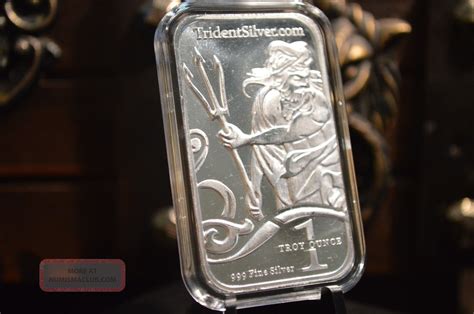 1 Troy Ounce Silver Bar 999 Fine Silver Trident Design Bullion Ohsilver