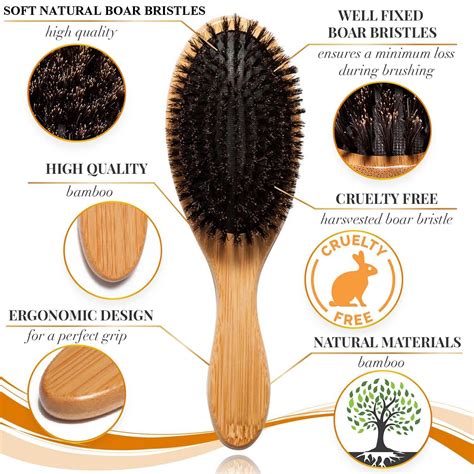 Belula 100 Boar Bristle Hair Brush Set Ideal For Thin And Fine Hair Restore Shine And Texture