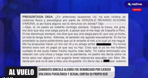 Gonzalo Alegría Candidato A Lima Fue Denunciado Por Su Propio Hijo De